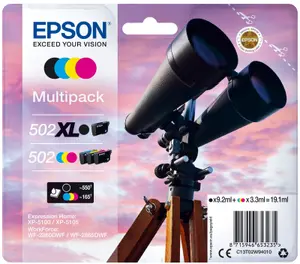 Epson 502 XL Multipack Ink Cartridges Black Cyan Magenta Yellow C13T02W94020