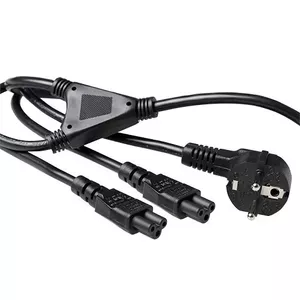 Power Split Cable ACT AK5208 CEE7/7 Male Angled to 2 x C5 1.80 m
