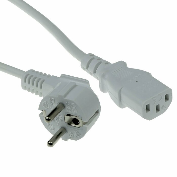 Cee 7 7 iec c13. White Cable.