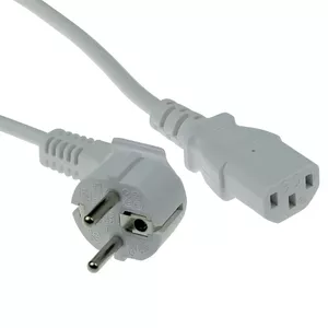 Power cord CEE 7/7 male angled - C13 white 3 m ACT AK5238