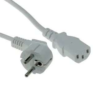 ACT Power Cable CEE 7/7 Angled Male to IEC C13 Female 5 m White 250 V 10 A