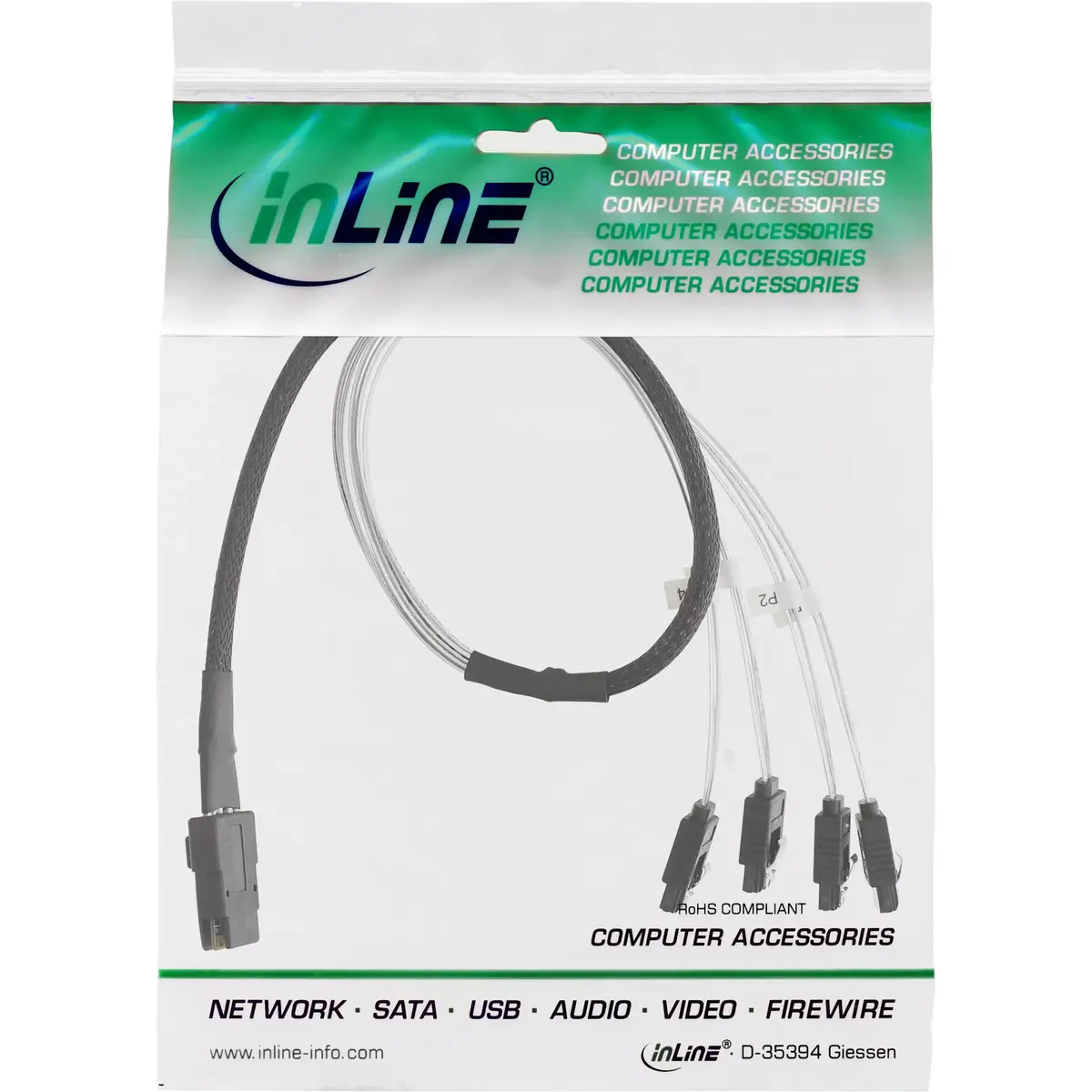 SAS Connector Cable InLine Mini SAS SFF8087 to 4x SATA Photo 2