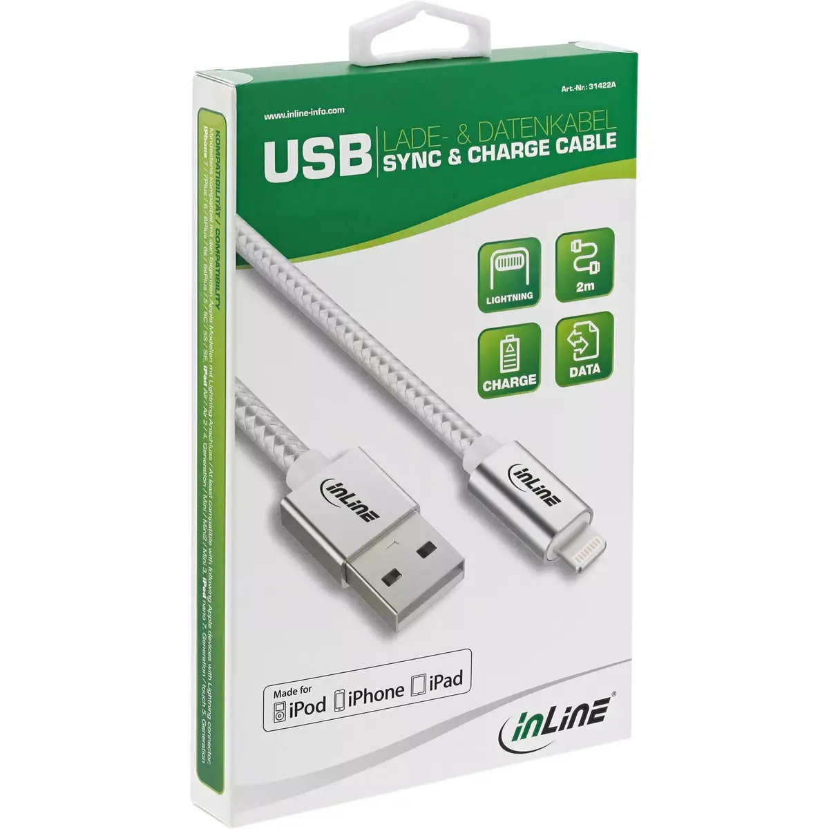 Lightning USB kabelis InLine 31411A Photo 2