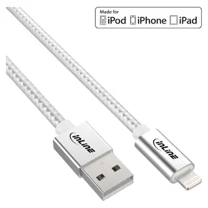 InLine Lightning USB Cable for iPad, iPhone, iPod USB A to Lightning MFi-Certified Silver 1 m