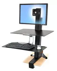 Multimedia stand ERGOTRON WorkFit-S Single HD with Worksurface+ — Black, height adjustment 58 cm, max load 13.2 kg, for screens up to 30"