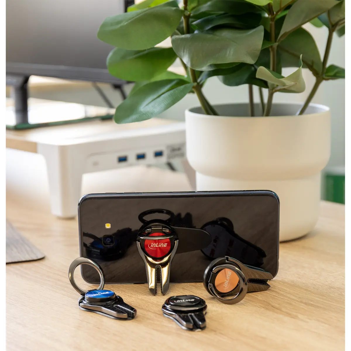 InLine 3-in-1 Smartphone Holder and Stand - Rose Gold Photo 7