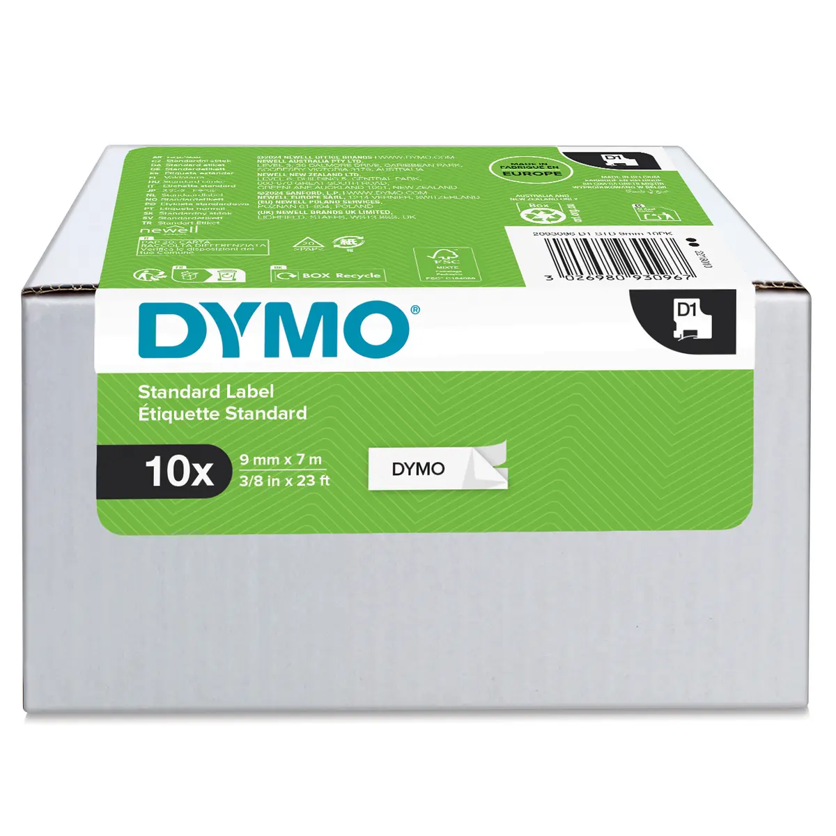 Dymo D1 pašlīmējošā ektiešu lente 9mm