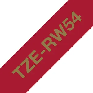 Brother TZE-RW54 Textile Label-Making Tape Gold on Red 24 mm Width 4 m Length Thermal Transfer