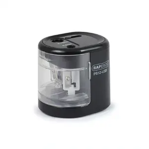 Electric pencil sharpener Rapesco PS12-USB Black Transparent