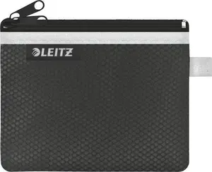 LEITZ zip pouch WOW Traveller Size S black, 2 compartments for protection and storage