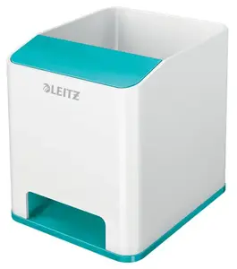 Leitz WOW Sound Pen Holder Blue White Polystyrene with Acoustic Amplifier