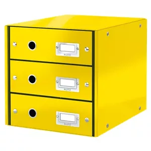 Storage Box Leitz Click & Store WOW 3 Drawers Yellow