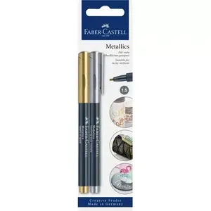 Faber-Castell 160796 Metallic Markers, Gold, Brush Tip, 2 Pack
