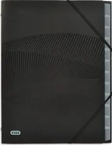 Document wallet Elba Ordnungsmappe Osmose, 12 compartments, DIN A4, PP 0.5 mm, black, corner elastic straps