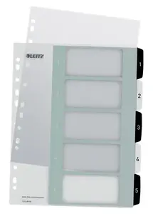 Leitz Numeric tab index Printable PP A4+ 1-5 WOW White/Black
