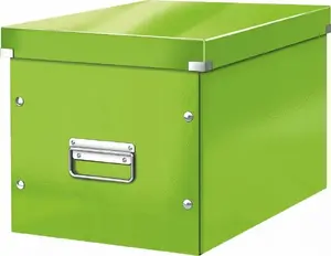 Storage Box LEITZ Click & Store WOW Cube L, green, rigid cardboard with PP film, snap-button assembly, 1 piece