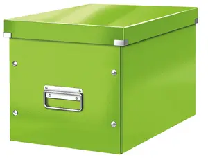 Короб для хранения LEITZ Click & Store WOW Cube L, зелёный, плотный картон с ПП-плёнкой, сборка на кнопки, 1 шт.