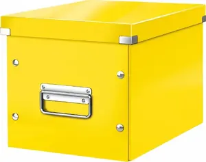 Storage box LEITZ Click & Store WOW Cube M, yellow, rigid cardboard with PP film, snap-button assembly
