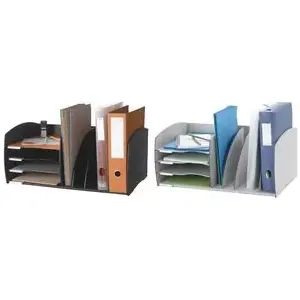Система для хранения Paperflow S, 4 отсека, черный полистирол, 2 регулируемых перегородки