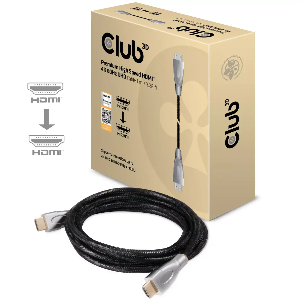 HDMI Кабель CLUB3D Премиум Высокой Скорости HDMI 2.0 Photo 2