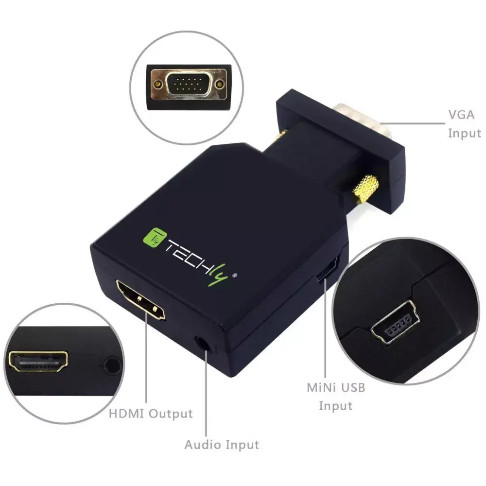 Mini Converter VGA and Audio to HDMI Techly IDATA VGA-HDMINI Photo 4