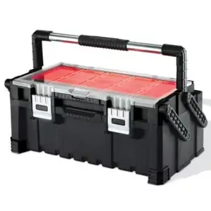Hard shell case Keter 237785 – 26 L black tool storage, modular, lockable, 314×245×567 mm