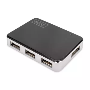 Digitus DA-70220 interfeisa centrmezgls USB 2.0 Mini-B 480 Mbit/s Melns, Sudrabs