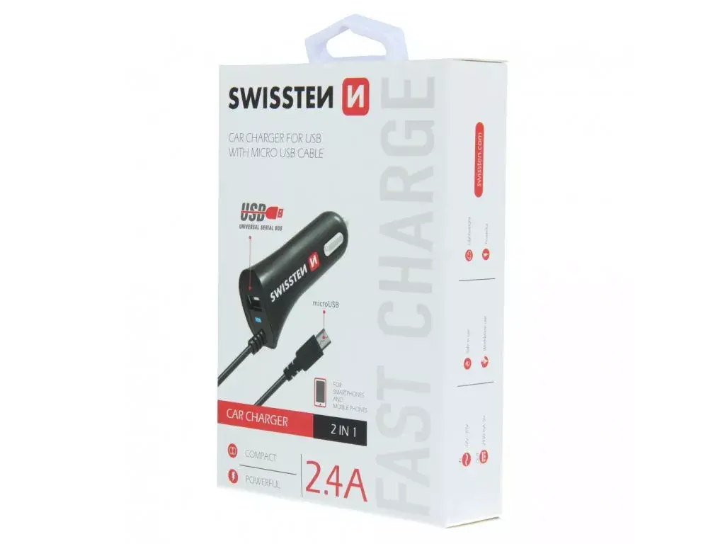 Auto lādētājs Swissten Micro-USB/USB SW-CCH-DU2.4A-B Photo 3