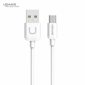 Usams US-SJ098 Izturīgs TPE Universāls Micro USB uz USB Datu & Ātrās Uzlādes 2A kabelis 1m Balts