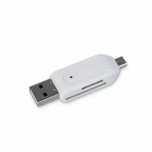 Forever USB 2.0 OTG Adapter and Flash Disk type Card Reader 2in1 Micro SD / SD White