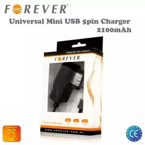 Forever CH-302 Travel Charger 2.1A with Mini USB 5-pin Connector for Tablets, Phones and GPS