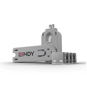 Lindy USB porta blokētājs - 4 gabalu komplekts, balts, savietojams ar USB Type-A