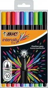 Ручка BIC Fineliner Intensity Fine — металлическое перо, водная чернила, пластиковый футляр 10 шт., 1 шт. (953034)