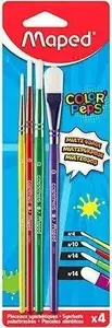 Paint brush set Maped COLOR'PEPS 4-piece synthetic brushes with colored handles, assorted sizes