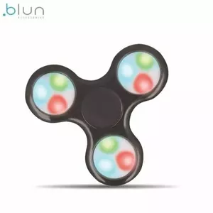 Blun Led elementu Roku Spinners Anti-Stresa Fidget aksesuārs no izturīga Eko Plastikāta ar 4 gaismas režīmiem Melns
