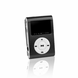 Setty Metal Clip MP3 Pleijeris ar FM Radio LCD Displeju Micro SD slotu līdz 32GB biebūvētu Li-Ion Batereju Melns