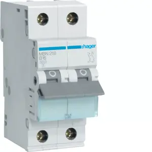 Hager MBN216 Circuit Breaker, 2P, 16A, B-Curve, 6kA