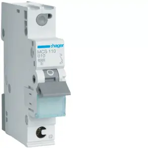 Автоматический выключатель Hager MCS110, 1P, тип C, 10A, 6кА