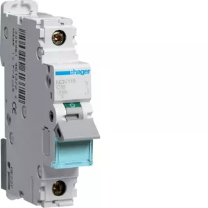 Автоматический выключатель Hager NCN116 1P 16A C-характеристика