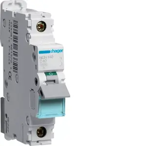 Hager NCN140 1-Pole Miniature Circuit Breaker, 40A, Type C, 10kA