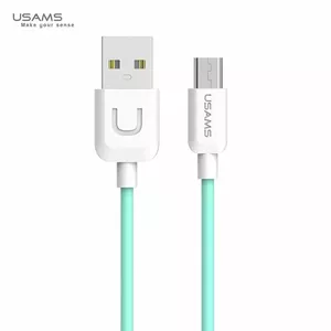 Кабель USB A — Micro USB для зарядки usams US-SJ098, 1 м, циан