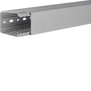 Hager BA780060 Slotted Cable Trunking, PVC, Grey, 80x60 mm, 2m