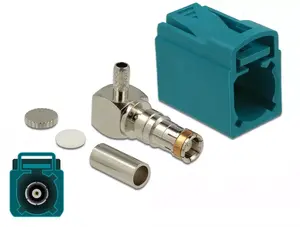 Coaxial connector DELOCK 89723 — FAKRA Z male, 90° angled, 13.8×21.5×9.5 mm