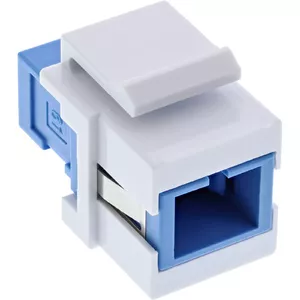 Keystone snap-in fiber optic adapter InLine SC–SC simplex SM with ceramic sleeve, flat, white