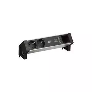 Enerģijas aksesuārs Bachmann DESK2 ALU BLACK — 2x Schutzkontakt kontaktligzdas, 1x USB lādētājs