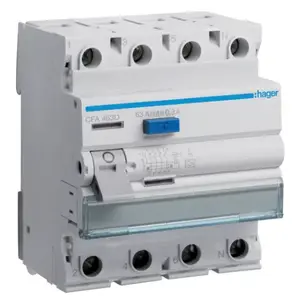 Hager CFA463D noplūdes strāvas ķēdes pārtraucējs 4 polu 63A 300mA A tips 230/400V