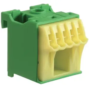 Hager KN06E Quick-Connect Terminal Block, 63A, 6 Connections, Green/Yellow