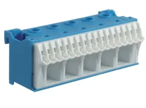 Hager KN22N Terminal Block, 22 Connections, 63A, Blue and White
