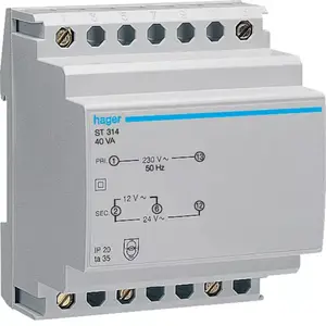 Трансформатор безопасности Hager ST314 230/12-24В AC 40ВА