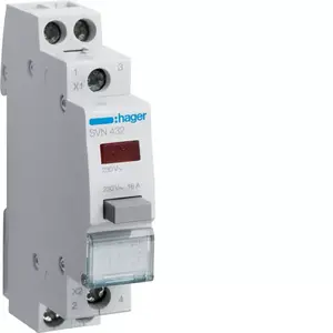 Hager SVN432 Push-Button Switch with Red Indicator Light 16A 2NO